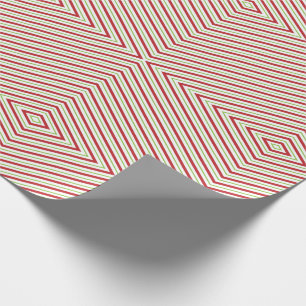 Papel De Presente Padrão de Espelho Branco Verde Vermelho Retroativo