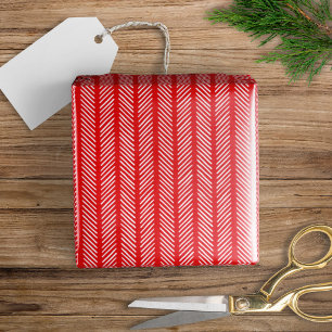 Papel De Presente Padrão de espinha de peixe festivo vermelho + bran
