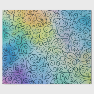 Papel De Presente Padrão de espiral do arco-íris branco Abstrato col