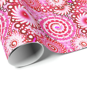 Papel De Presente Padrão de espiral frontal, rosa e marrom