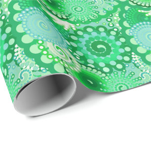 Papel De Presente Padrão de espiral frontal, turquesa, aqua, jade
