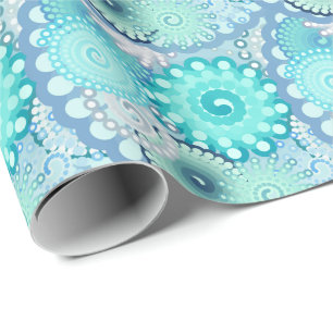 Papel De Presente Padrão de espiral frontal, turquesa, verde, azul