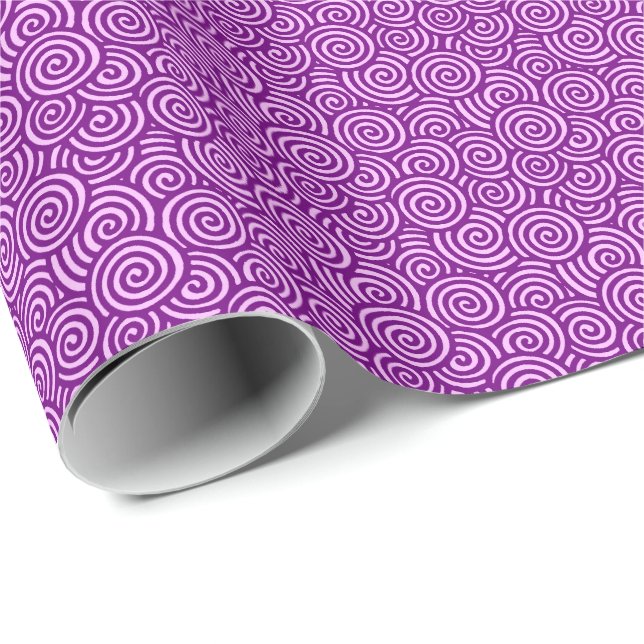 Papel De Presente Padrão de espiral japonês - cor-de-rosa orquídeo e (Ponta do rolo)