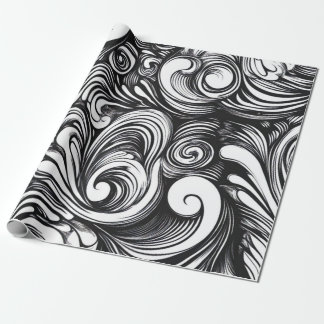 Papel De Presente Padrão de espiral preto e branco
