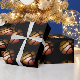 Papel De Presente Padrão de Esportes de Bola de Basquete Preto Moder