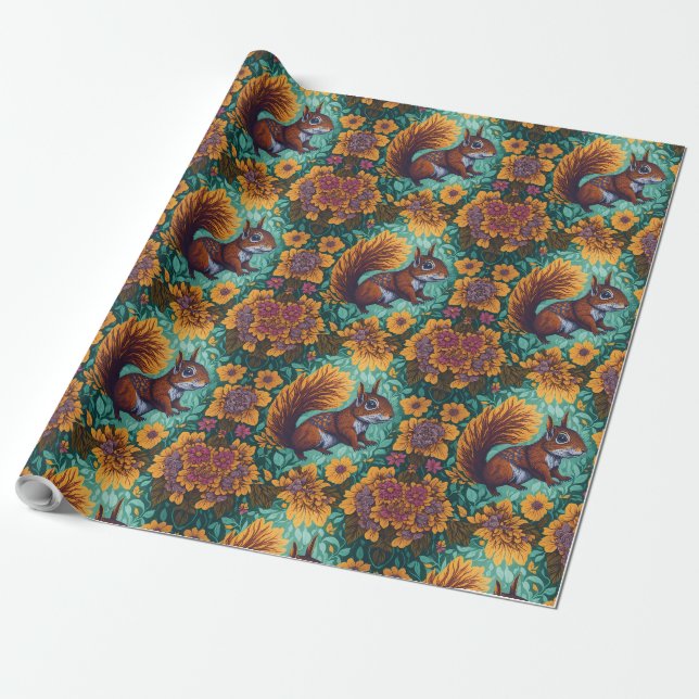 Papel De Presente Padrão de Esquilos Fofos para seus amantes (Desenrolado)