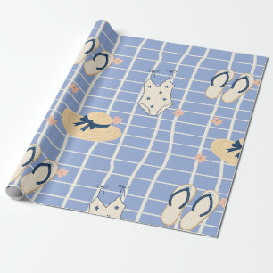 Papel De Presente Padrão de Essenciais de Praia de Verão (1)