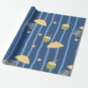 Papel De Presente Padrão de Essenciais de Praia de Verão (2)