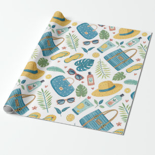 Papel De Presente Padrão de Essenciais de Praia de Verão (2)