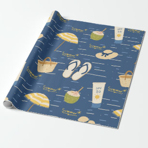 Papel De Presente Padrão de Essenciais de Praia de Verão (3)