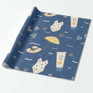 Papel De Presente Padrão de Essenciais de Praia de Verão (4)