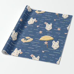 Papel De Presente Padrão de Essenciais de Praia de Verão (5)