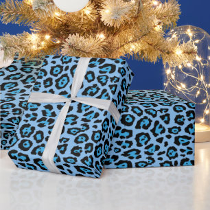 Papel De Presente Padrão de estampa de leopardo elegante céu azul di
