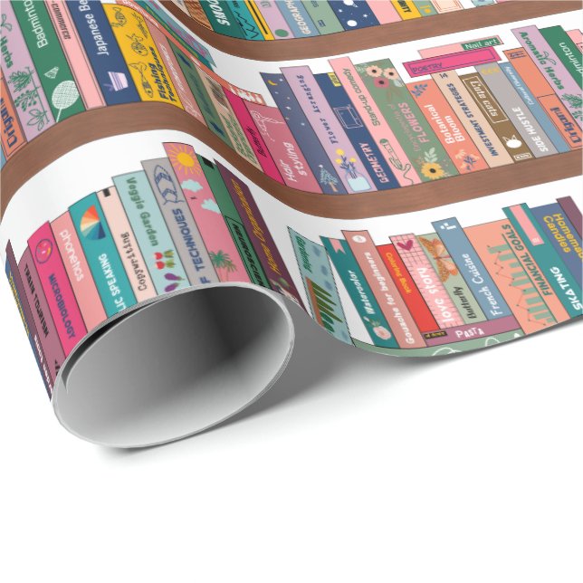 Papel De Presente Padrão de estante de biblioteca Elegante (Ponta do rolo)