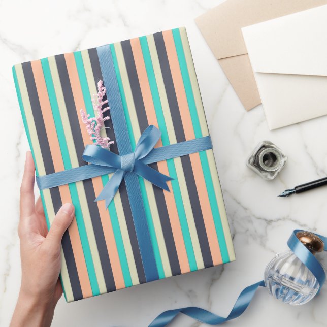 Papel De Presente Padrão de Estirpes de Aqua, Ameixa e Pêssego (Presentear)