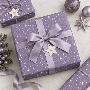 Papel De Presente Padrão de Estrela Brilho & Brilhe Dk Violeta ID133