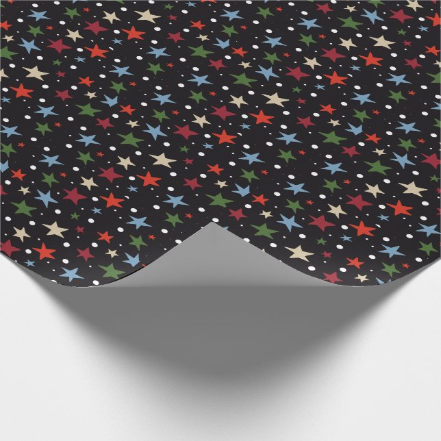 Papel De Presente Padrão de Estrela Colorido (Ponta)