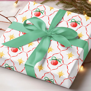 Papel De Presente Padrão de Estrela de Enfeite de Natal Moderno Coqu