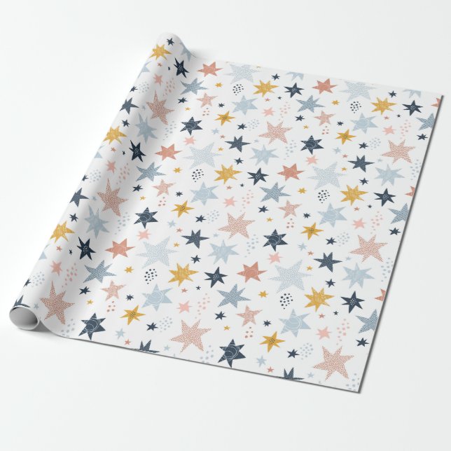 Papel De Presente Padrão de estrela divertida (Desenrolado)