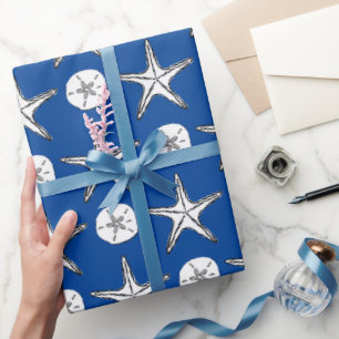 Papel De Presente Padrão de Estrela-do-Mar e Dólar de Areia