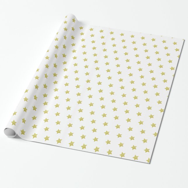 Papel De Presente Padrão de Estrela Dourada Elegante de Natal (Desenrolado)