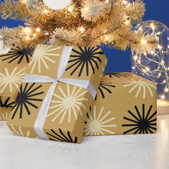 Papel De Presente Padrão de Estrela Explosiva Modernista de Meados d (Feriados)