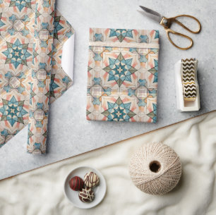 Papel De Presente Padrão de Estrela Explosiva Modernista de Meados d