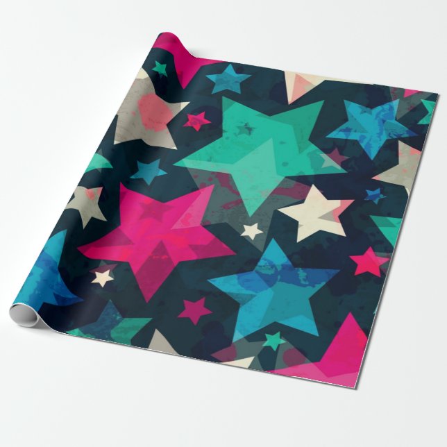 Papel De Presente Padrão de estrelas (Desenrolado)