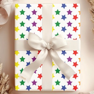 Papel De Presente Padrão de Estrelas Arco-íris