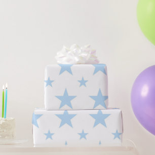 Papel De Presente Padrão de Estrelas Azuis Pastel Celestial Feminino