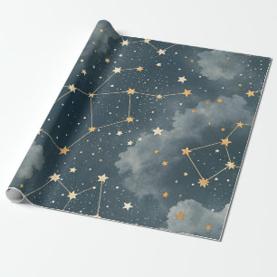 Papel De Presente Padrão de Estrelas da Constelação Celestial (4)