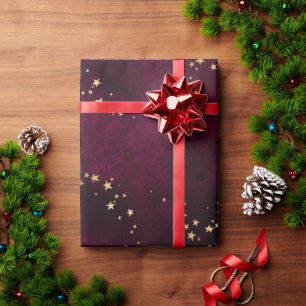 Papel De Presente Padrão de estrelas de ouro de luxo elegante de Nat