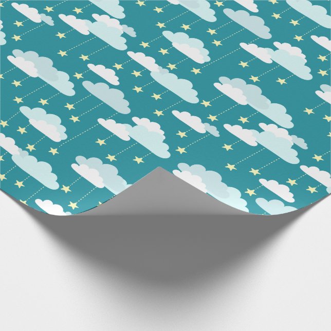 Papel De Presente Padrão de estrelas e nuvens caindo (Ponta)