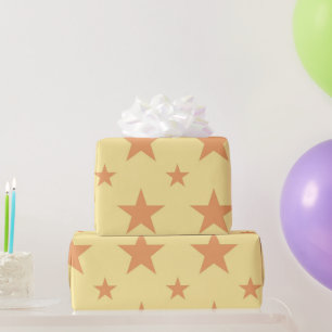 Papel De Presente Padrão de Estrelas Laranja Amarelo Pastel Celestia