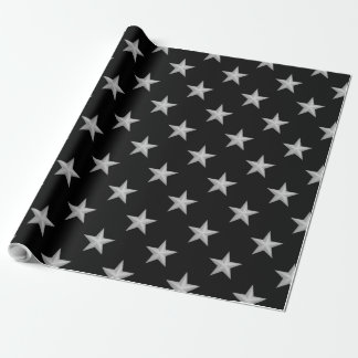 Papel De Presente Padrão de Estrelas Prateadas