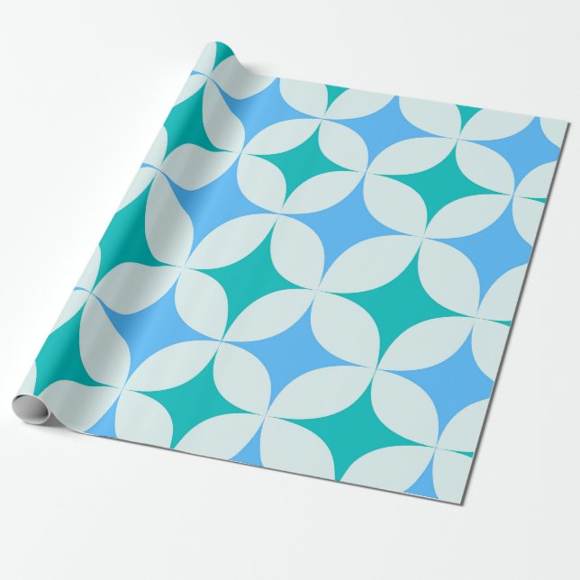 Papel De Presente Padrão de Estrelas Retro de Meados do Século em Az (Desenrolado)