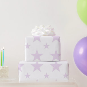 Papel De Presente Padrão de Estrelas Roxas Pastel Celestial Feminino