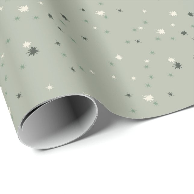 Papel De Presente Padrão de estrelas (Sage Green) (Ponta do rolo)