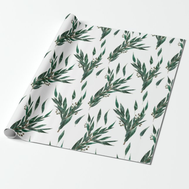Papel De Presente Padrão de Eucalipto (Desenrolado)