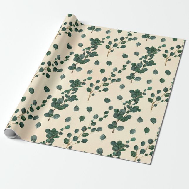 Papel De Presente Padrão de Eucalipto (Desenrolado)