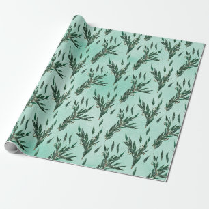 Papel De Presente Padrão de Eucalipto