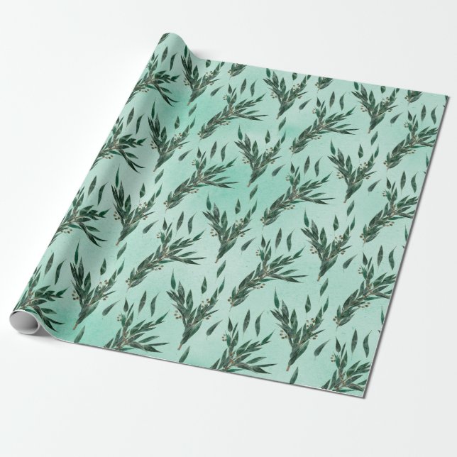 Papel De Presente Padrão de Eucalipto (Desenrolado)