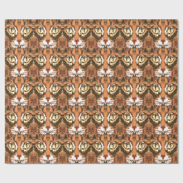 Papel De Presente padrão de face de gato malhado (Aberto)