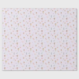 Papel De Presente Padrão de Fada Pastel Design de Berçário Borboleta