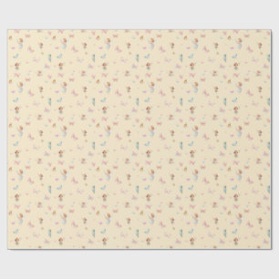 Papel De Presente Padrão de Fada Pastel Design de Berçário Borboleta