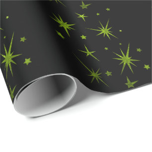 Papel De Presente Padrão de Faíscas e Estrelas Retro Atômico dos Ano