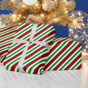 Papel De Presente Padrão de faixa branca verde-esverdeada festiva