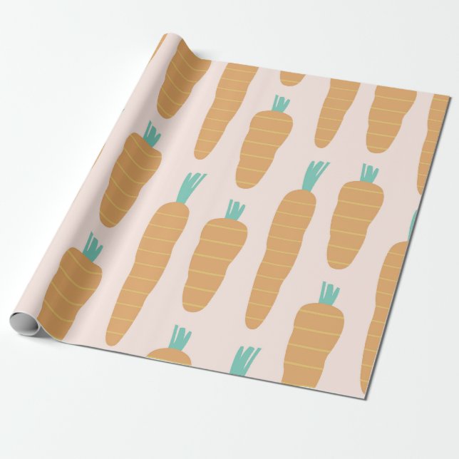 Papel De Presente Padrão de Faixa de Cenoura (Desenrolado)