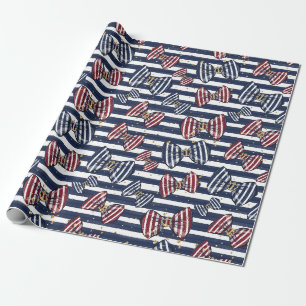 Papel De Presente Padrão de Faixa de Fita Patriótica