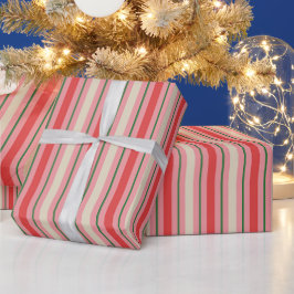 Papel De Presente Padrão de Faixa de Natal Retroativa, antigo, rosa